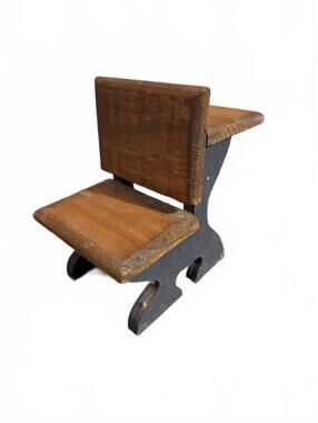 Miniature Wooden School Desk | Dollhouse Furniture - Hand-Painted Blue & Wood
